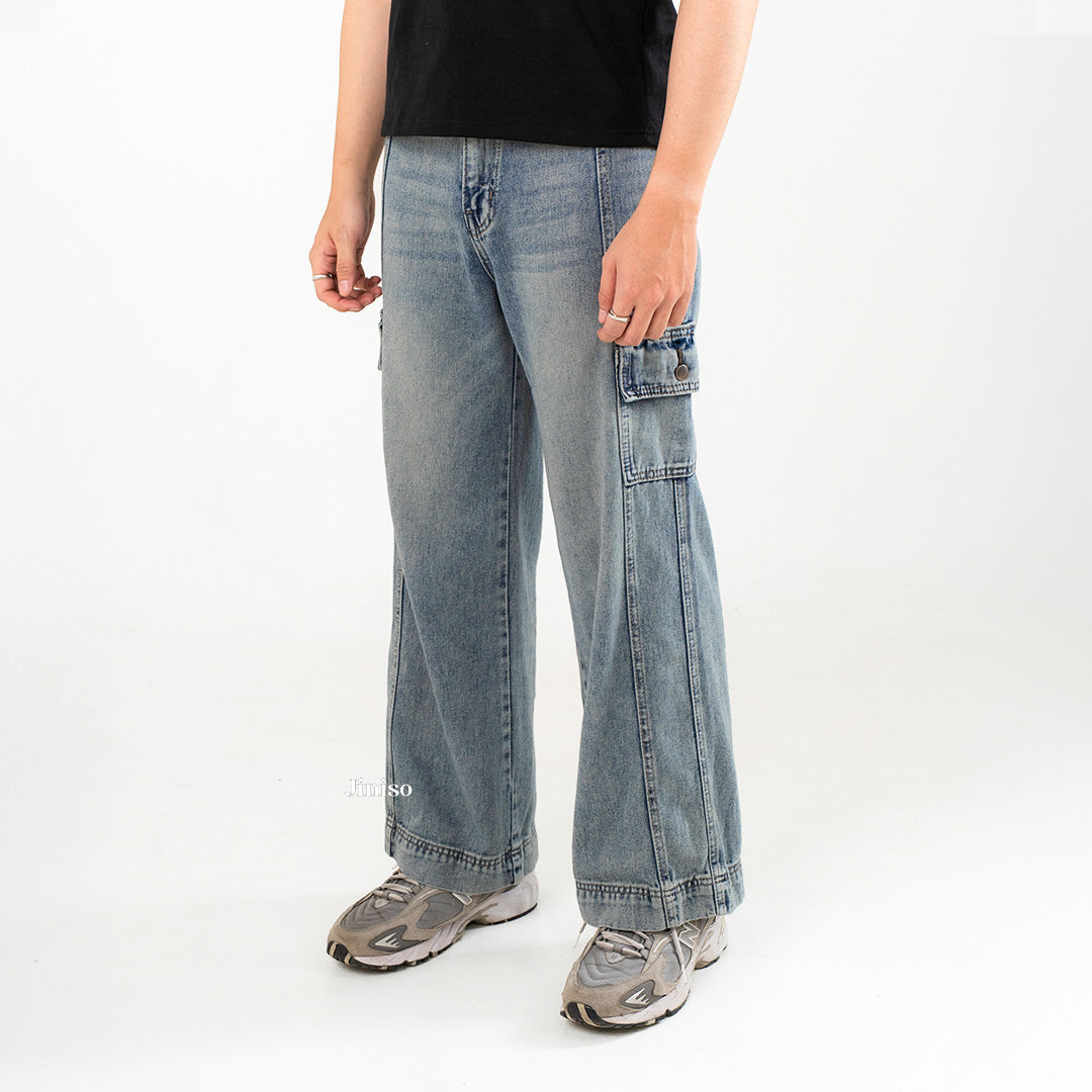 JINISO Loose Cargo Denim Jaens Pria 405