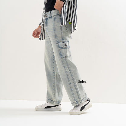 JINISO Loose Cargo Denim Jeans Pria 399