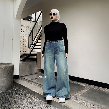 JINISO - Highwaist Flare Cutbray Jeans 370 DAYOFF