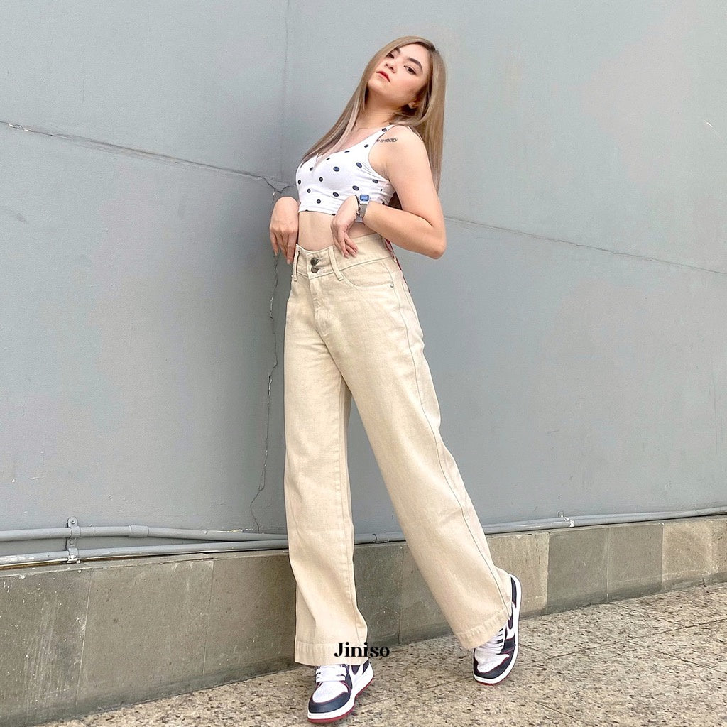 JINISO - Celana Jeans Baggy Regular dan Petite Wanita