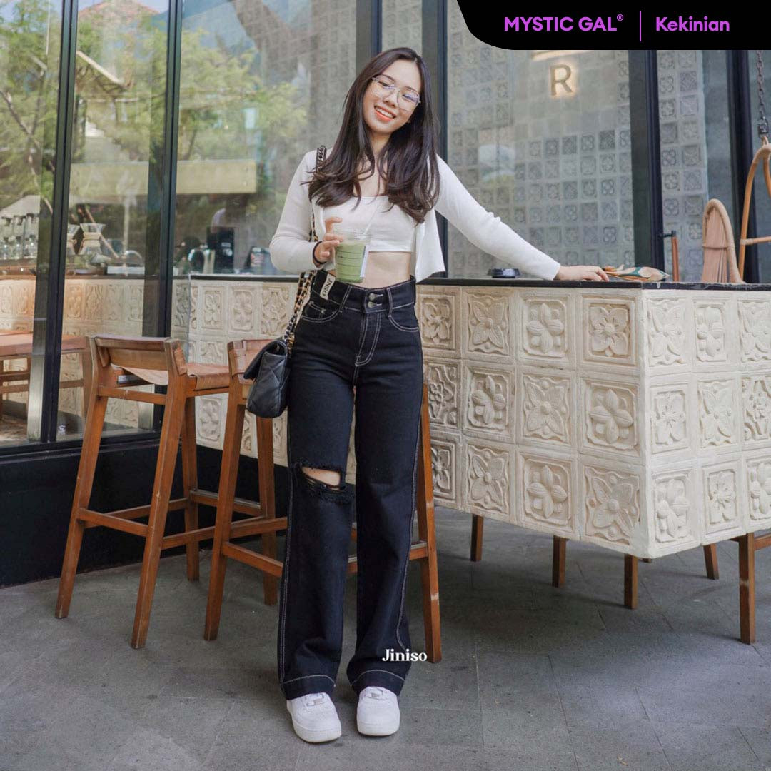 JINISO - Highwaist Baggy Ripped Jeans  509 MYSTIC GAL