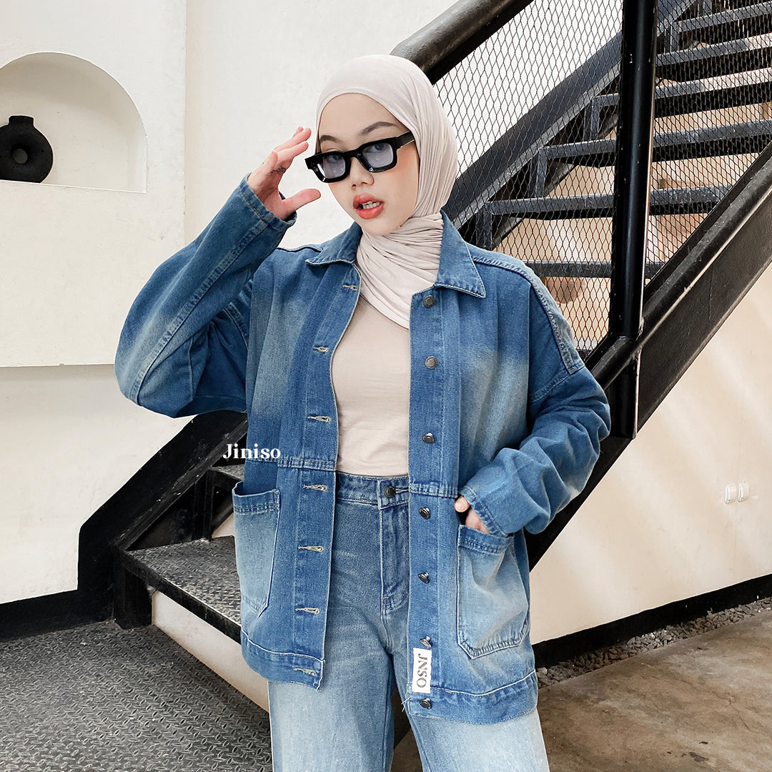 JINISO Jaket Jeans Oversize Onyx Bio Spray