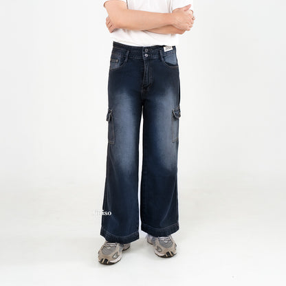 JINISO Loose Cargo Denim Jeans Pria 463
