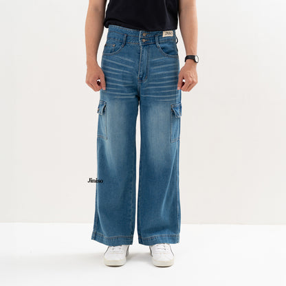 JINISO Loose Cargo Denim Jeans Pria 461