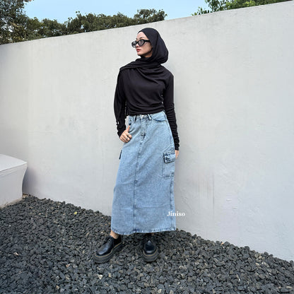 JINISO - Highwaist Rok Cargo Jeans Panjang 983 SEVENTY