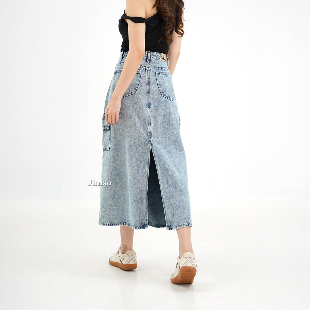 JINISO - Highwaist Rok Cargo Jeans Panjang 983 SEVENTY
