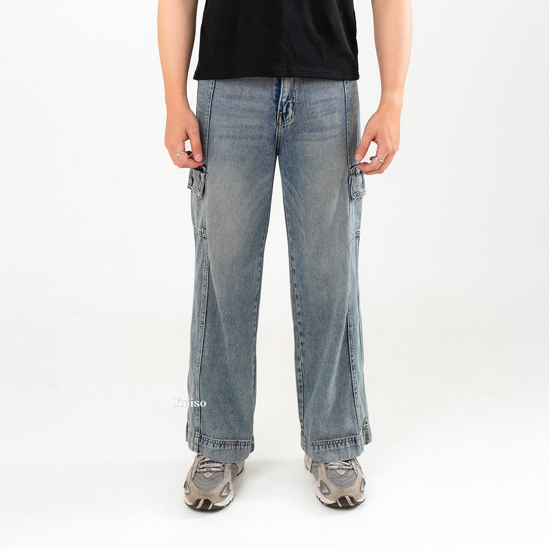 JINISO Loose Cargo Denim Jaens Pria 405