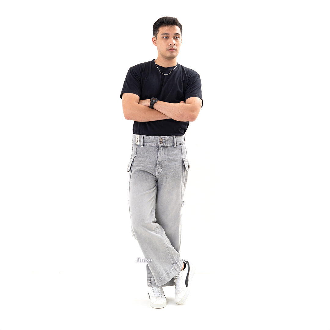 JINISO Cargo Baggy Denim Jeans Pria 415
