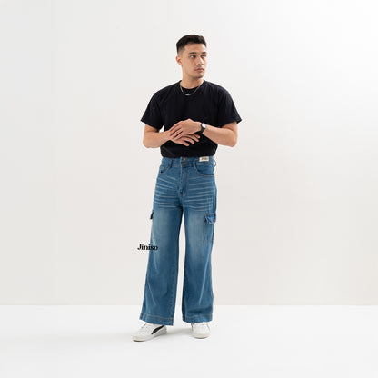JINISO Loose Cargo Denim Jeans Pria 461