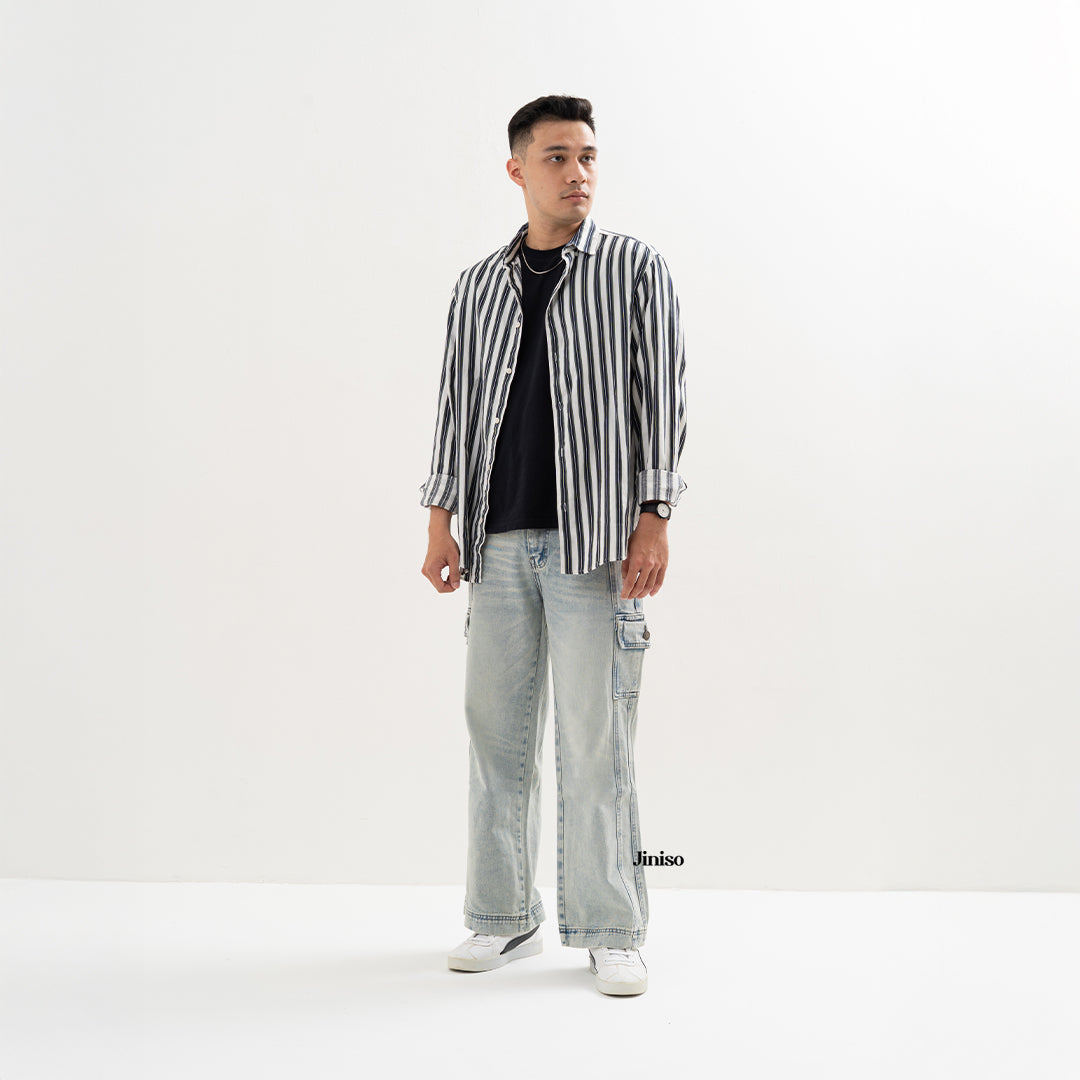 JINISO Loose Cargo Denim Jeans Pria 399