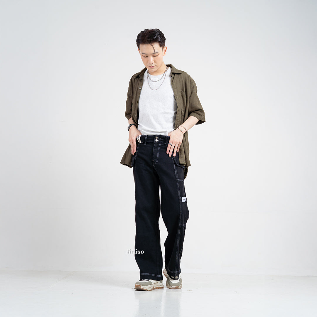 JINISO Cargo Baggy Denim Jeans Pria 410