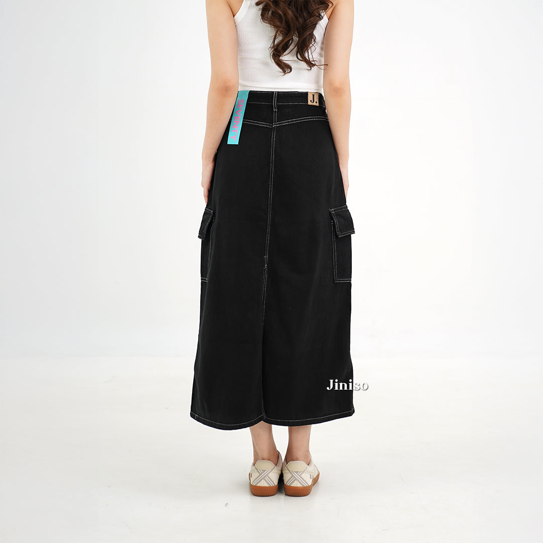 JINISO - Highwaist Rok Cargo Jeans Panjang 985 SEVENTY