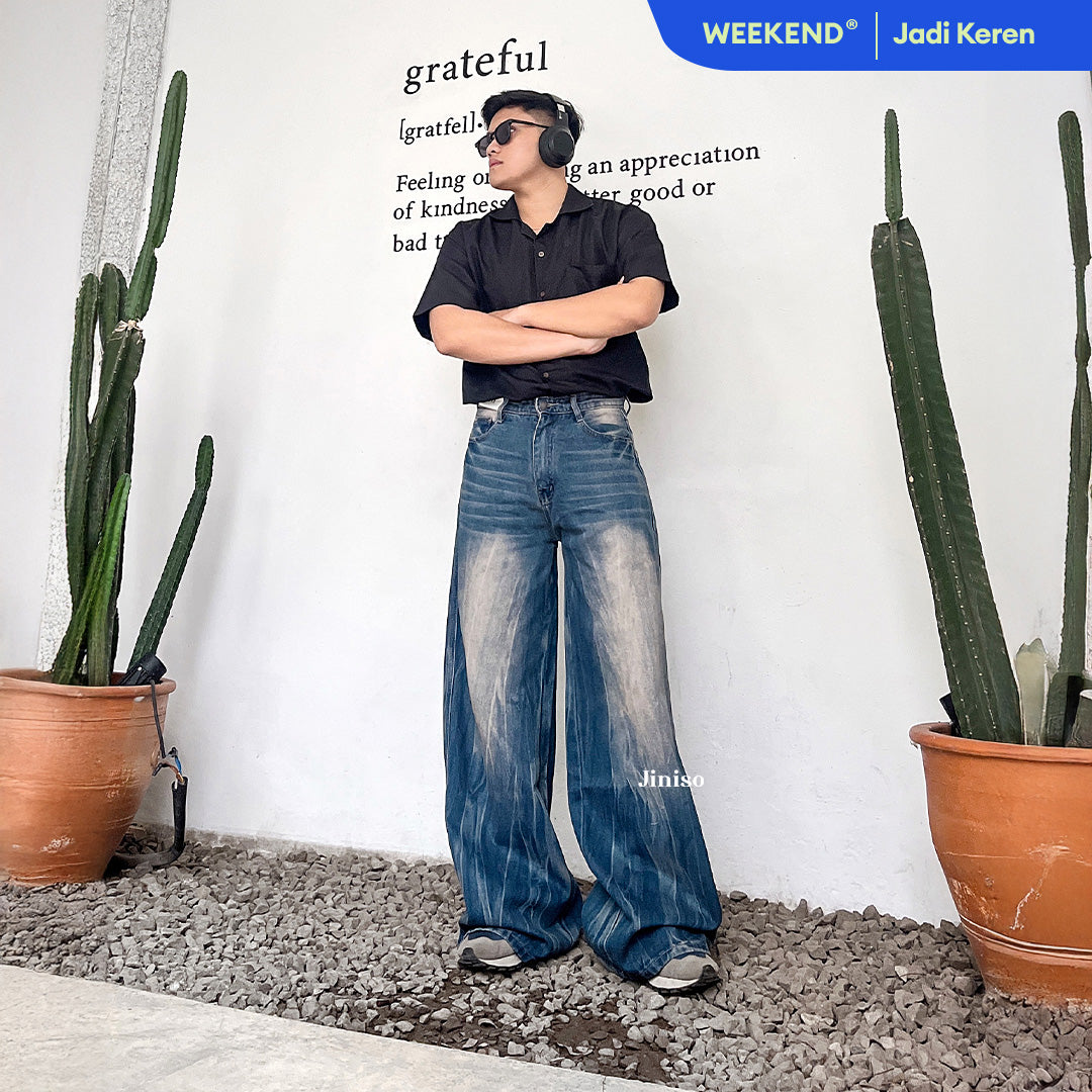 JINISO Oversize Baggy Loose Jeans Pria 750
