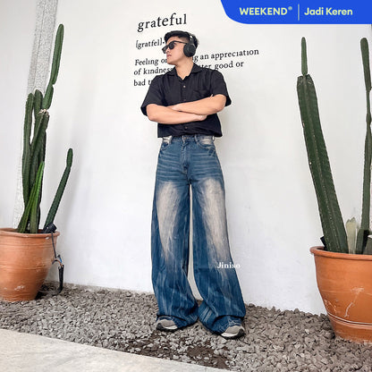 JINISO Oversize Baggy Loose Jeans Pria 750