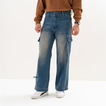 JINISO Loose Cargo Denim Jeans Pria 406