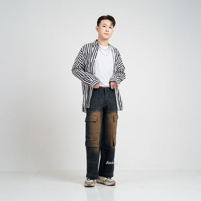 JINISO  Highwaist Cargo Loose Jeans Pria 553