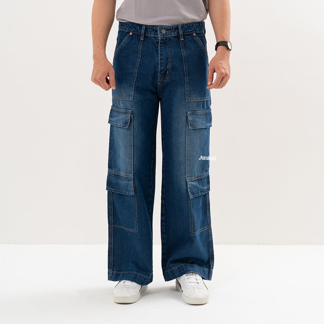 JINISO  Highwaist Cargo Loose Jeans Pria 554