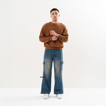 JINISO Loose Cargo Denim Jeans Pria 406