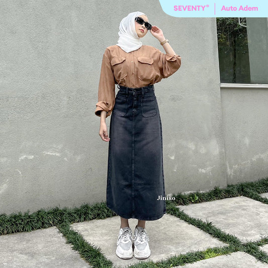 JINISO - Highwaist Pocket Rok Slit Jeans Panjang 930 SEVENTY