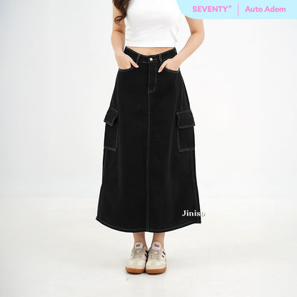 JINISO - Highwaist Rok Cargo Jeans Panjang 985 SEVENTY
