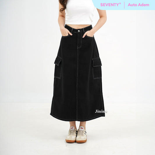 JINISO - Highwaist Rok Cargo Jeans Panjang 985 SEVENTY
