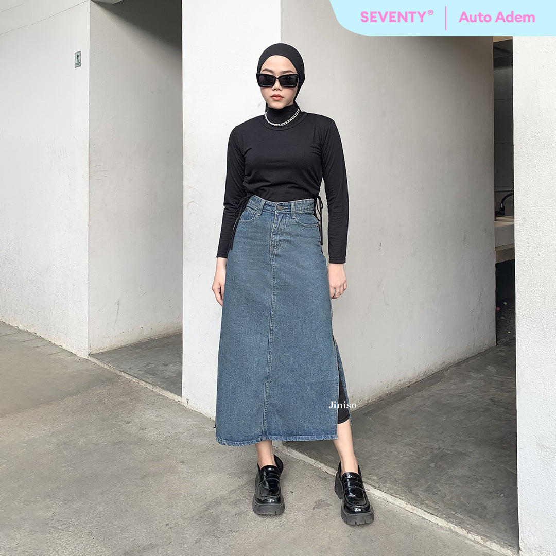 JINISO - Highwaist Rok Slit Jeans Panjang 992 SEVENTY