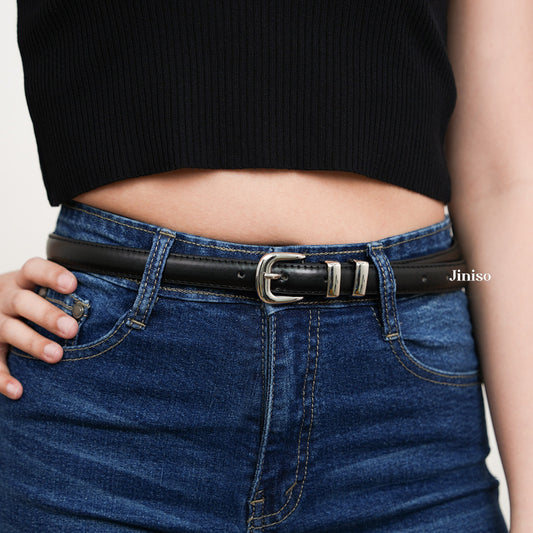 JINISO - Ikat Pinggang Buckle Leather Belt Jeans Unisex