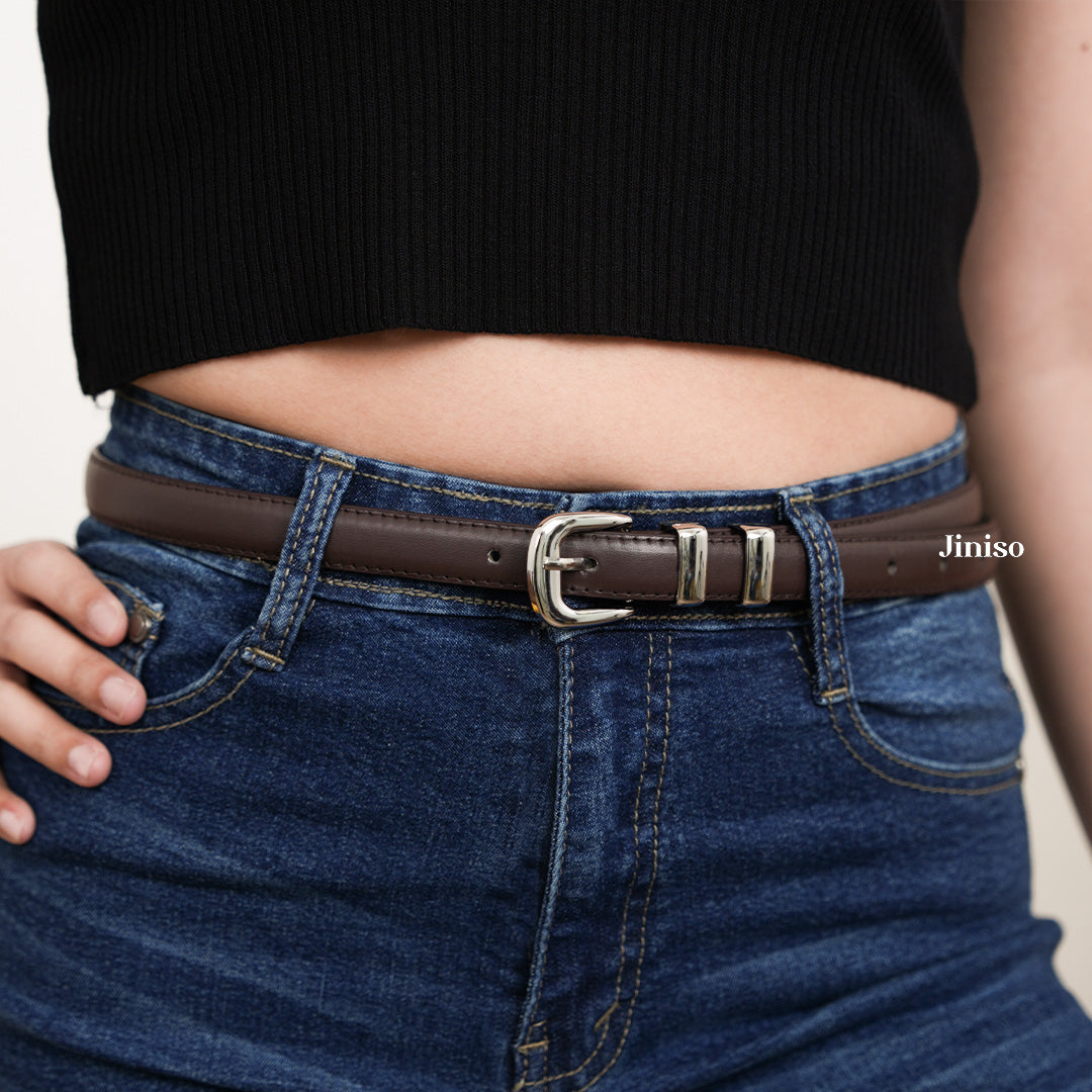 JINISO - Ikat Pinggang Buckle Leather Belt Jeans Unisex