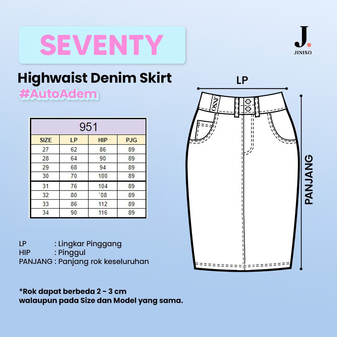 JINISO - Highwaist Rok Slit Jeans Panjang 951 SEVENTY