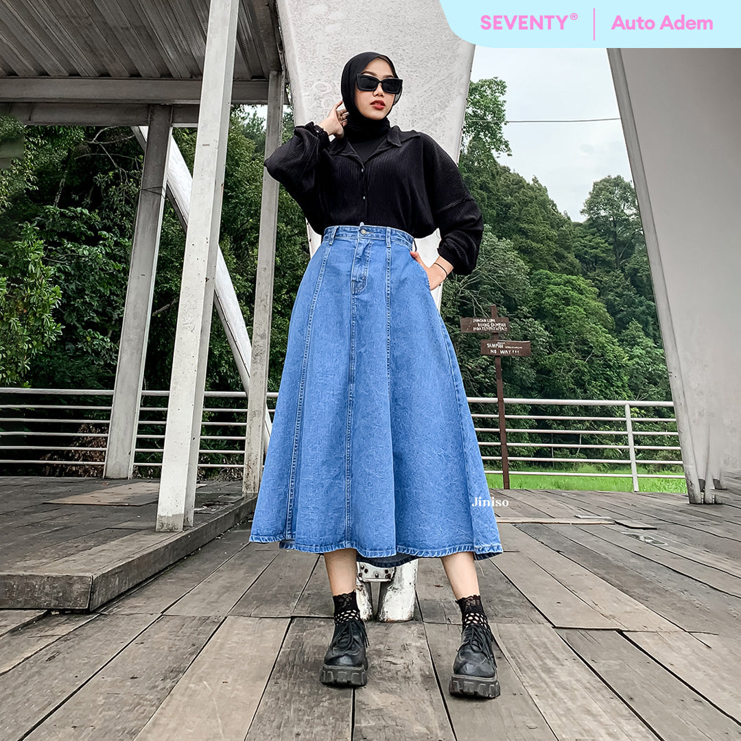 JINISO - Highwaist Rok A-Line Jeans Panjang 902 SEVENTY