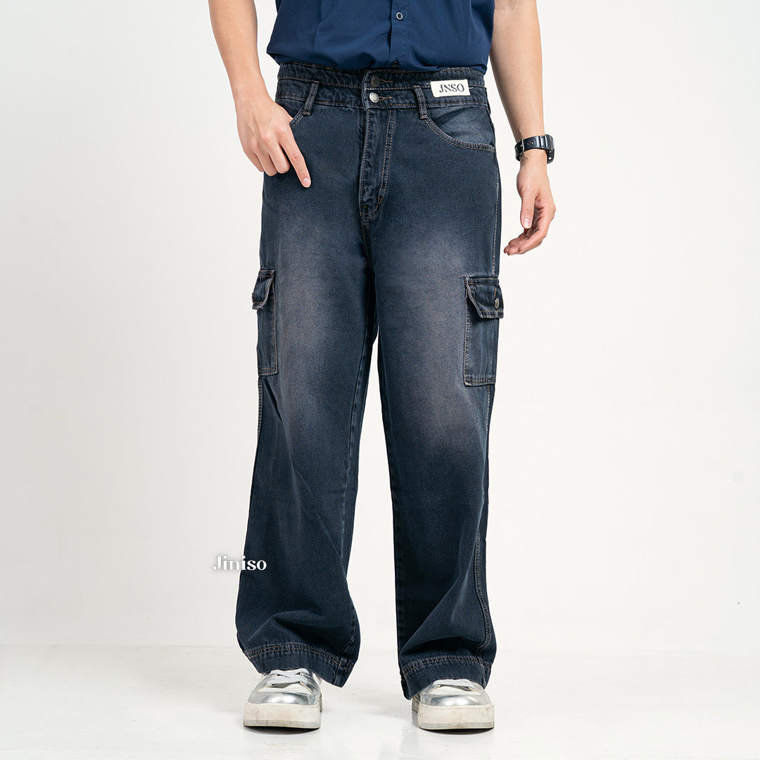 JINISO Loose Cargo Denim Jeans Pria 463