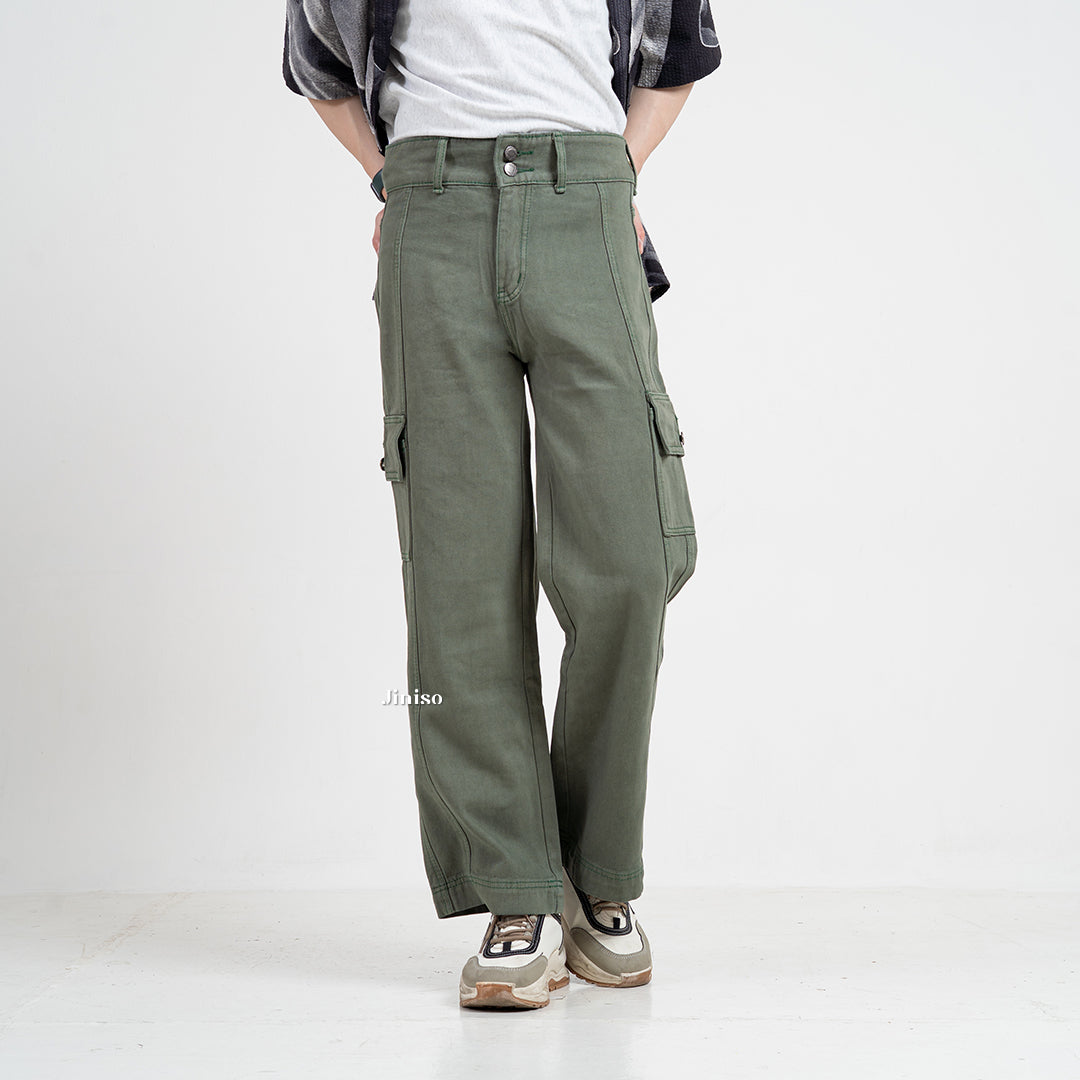 JINISO Loose Cargo Denim Jeans Pria 400