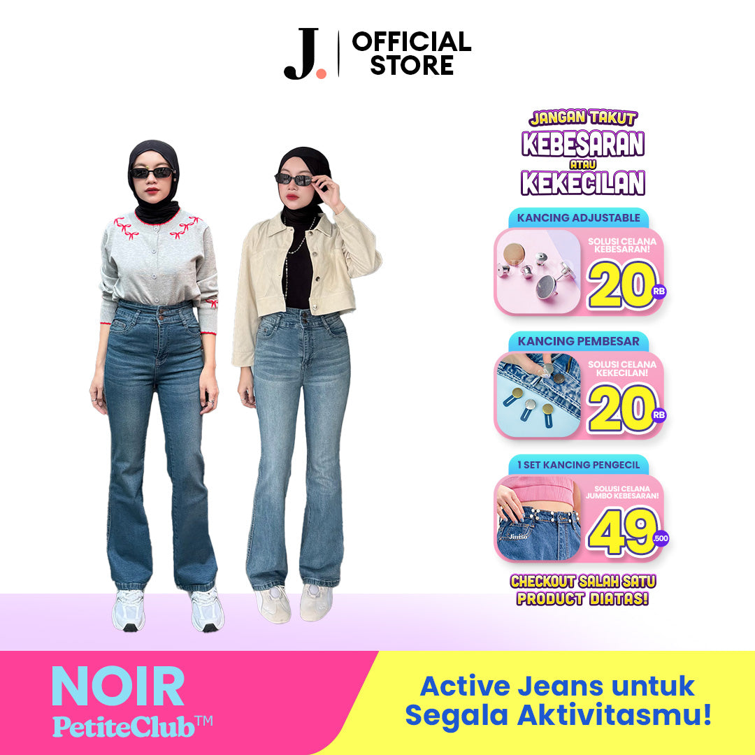 JINISO - Petite Highwaist Stretch Cutbray Jeans 122 NOIR