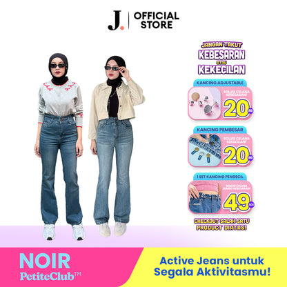 JINISO - Petite Highwaist Stretch Cutbray Jeans 122 NOIR