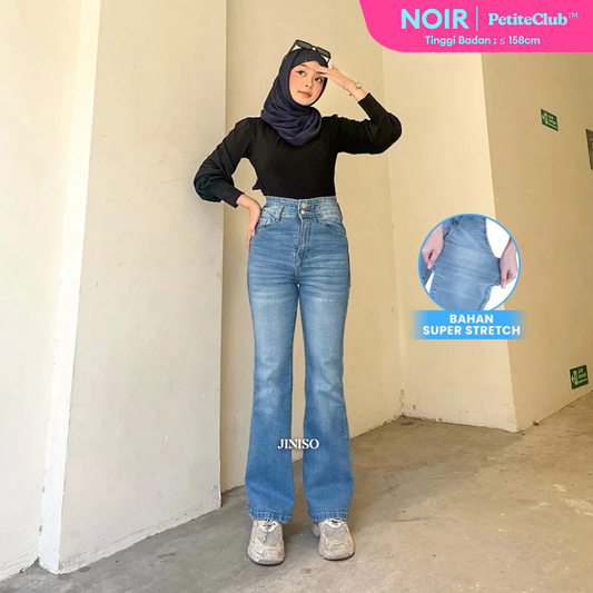 JINISO - Petite Highwaist Stretch Cutbray Jeans 121 NOIR