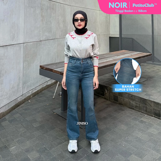 JINISO - Petite Highwaist Stretch Cutbray Jeans 122 NOIR