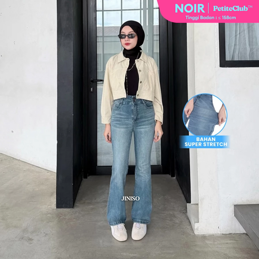 JINISO - Petite Highwaist Stretch Cutbray Jeans 123 NOIR