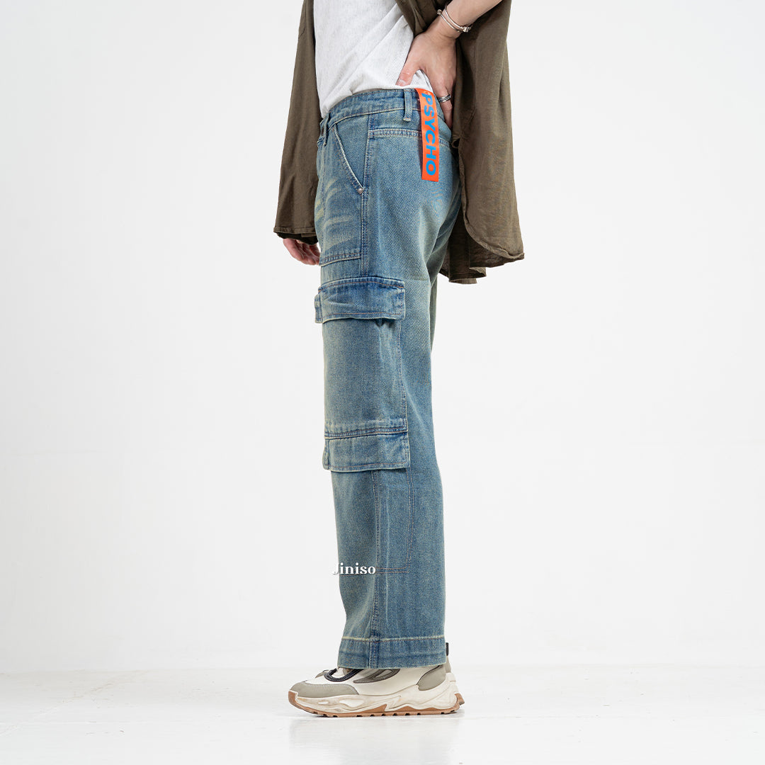 JINISO  Highwaist Cargo Loose Jeans Pria 555