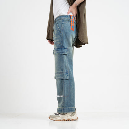 JINISO  Highwaist Cargo Loose Jeans Pria 555