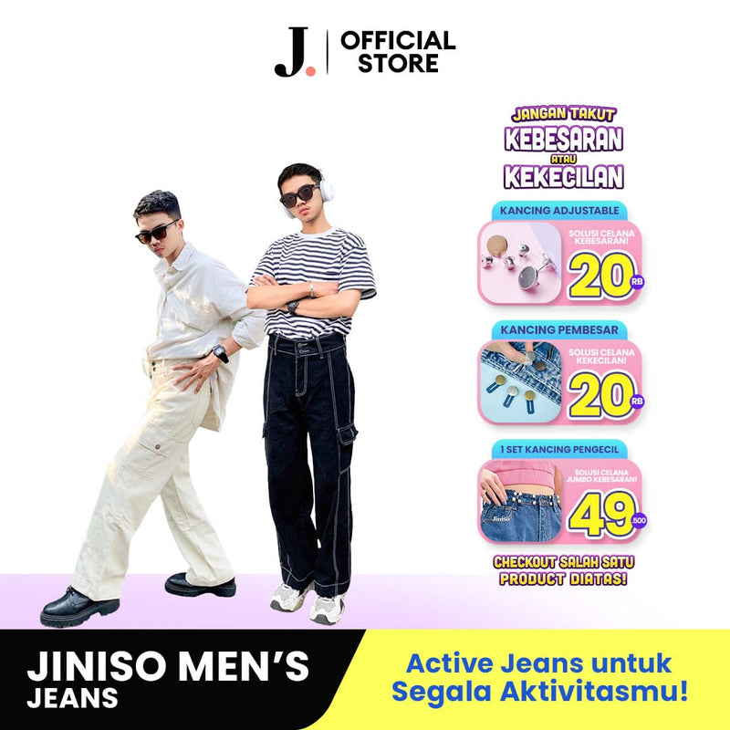 JINISO Loose Cargo Denim Jeans Pria 401