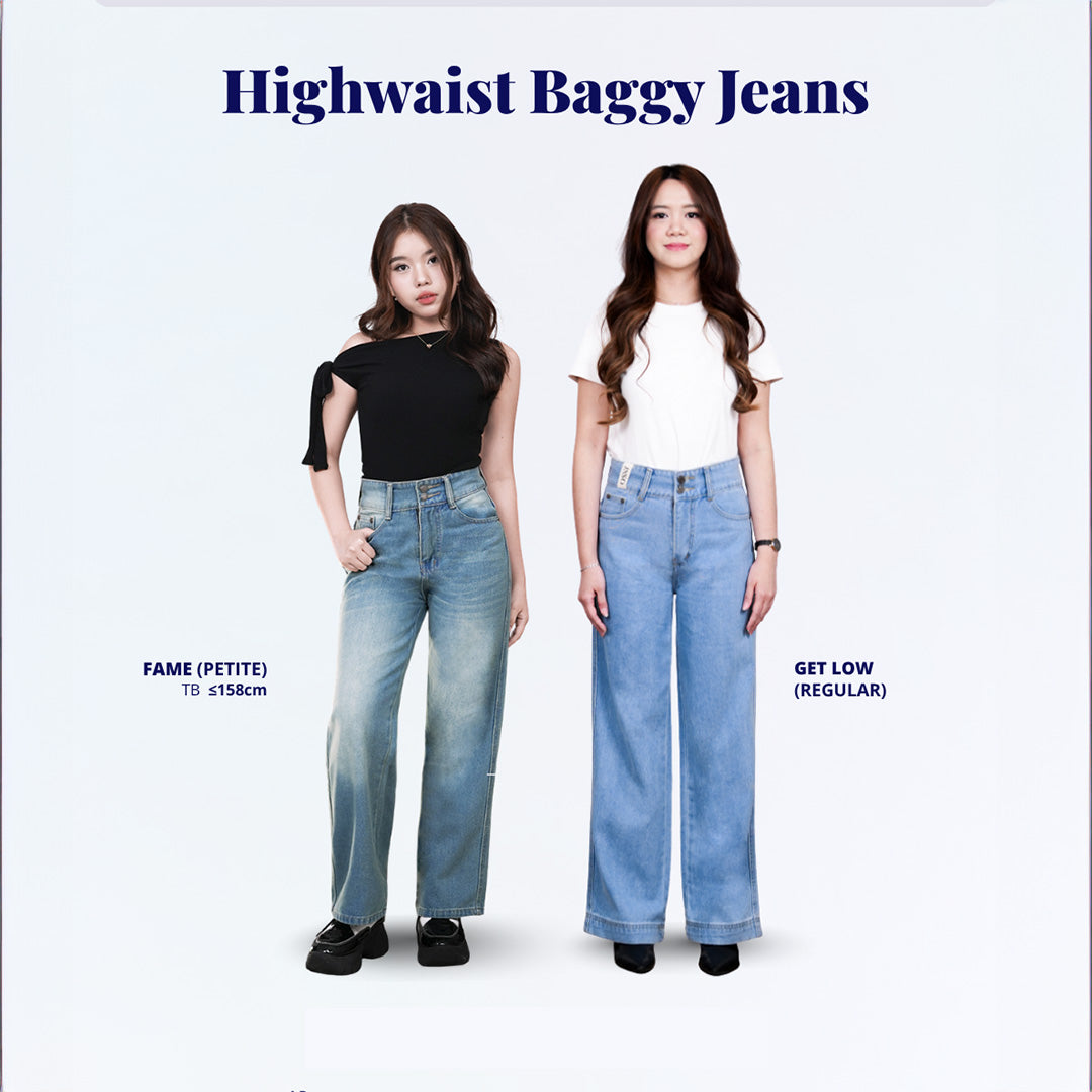 JINISO - Celana Jeans Baggy Regular dan Petite Wanita