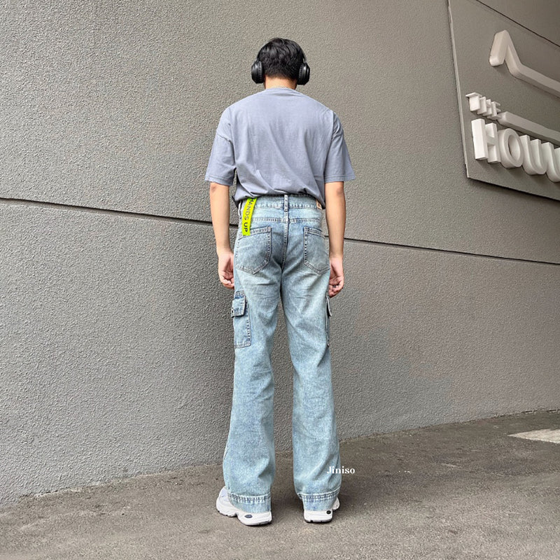 JINISO Loose Cargo Denim Jeans Pria 405