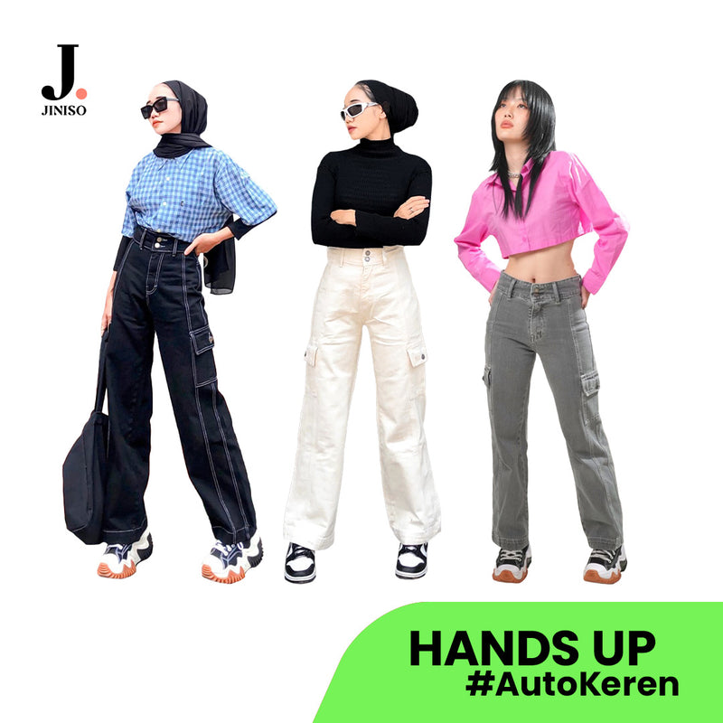 JINISO - Highwaist Cargo Hands Up Jeans