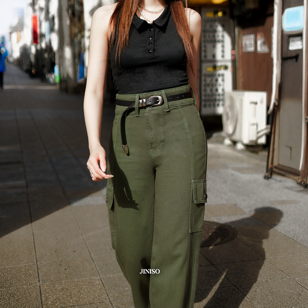 JINISO - Highwaist Cargo Loose Jeans 400 HANDS UP