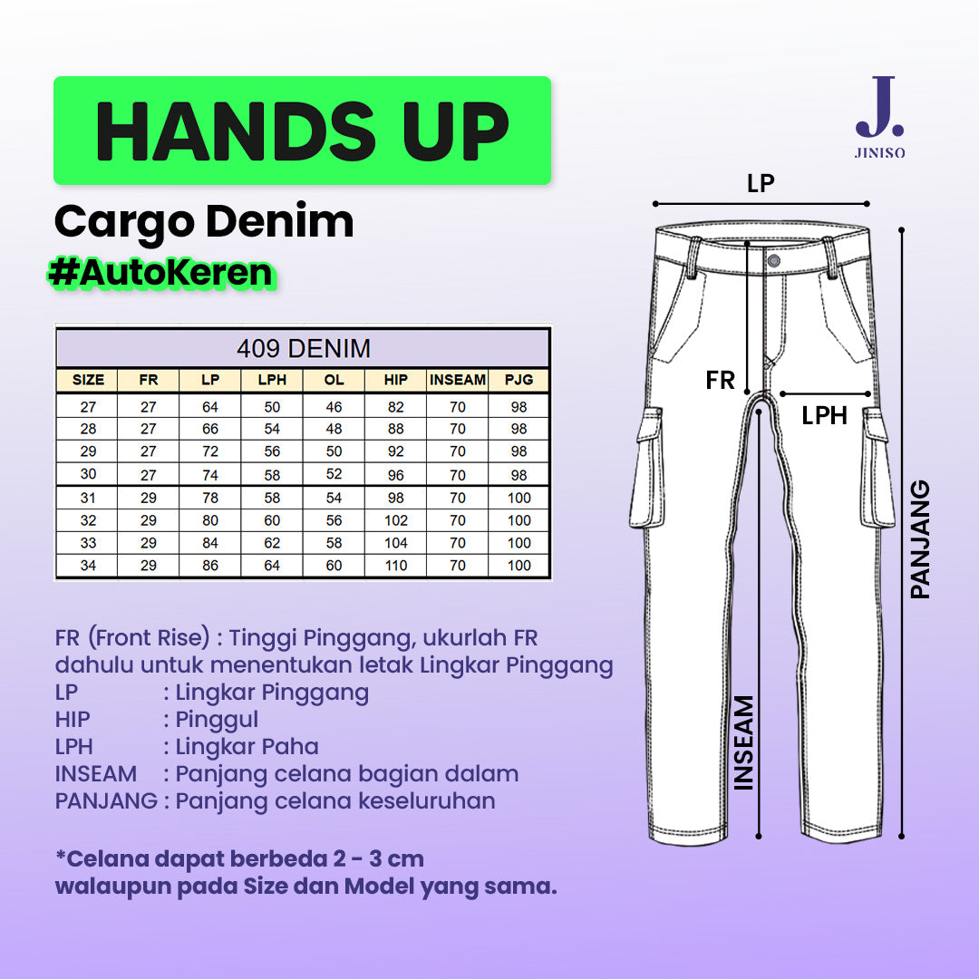 JINISO Loose Cargo Denim Jeans Pria 409
