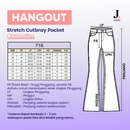 JINISO - Highwaist Stretch Cutbray Pocket Jeans 716 HANGOUT