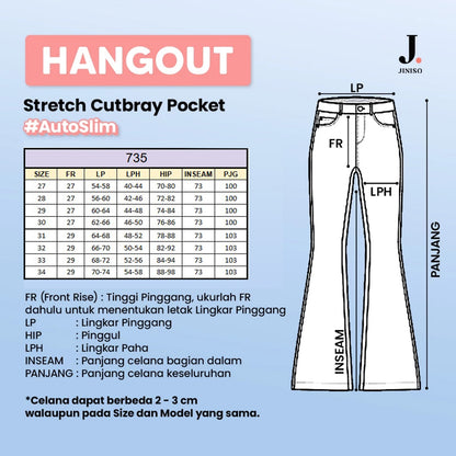 JINISO - Highwaist Stretch Cutbray Flare Jeans 735 HANGOUT