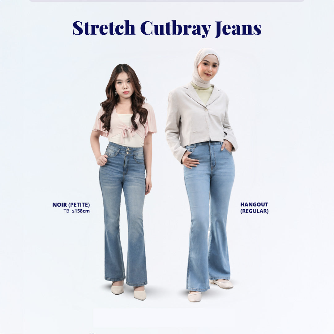 JINISO - Celana Jeans Highwaist Cutbray Regular dan Petite Wanita