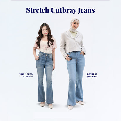 JINISO - Celana Jeans Highwaist Cutbray Regular dan Petite Wanita