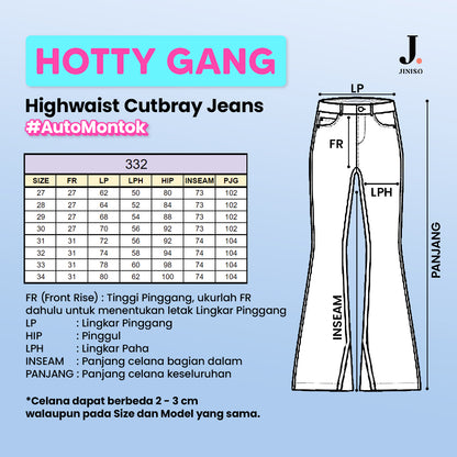 JINISO - HW Cutbray Jeans Slit 332 HOTTY GANG